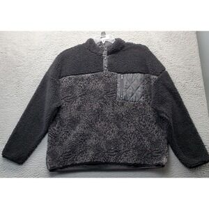 Seven7 Sweater Womens XL Multi Sherpa Fleece Zip‎ Pocket Long Sleeve Snap Button